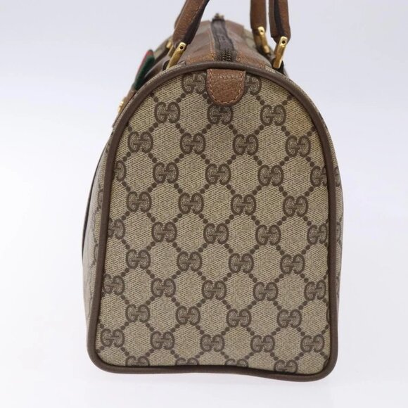 GUCCI GG Supreme Web Sherry Line Bag PVC Beige Red Green 39 02 007 Auth mr1490 - Picture 5 of 16